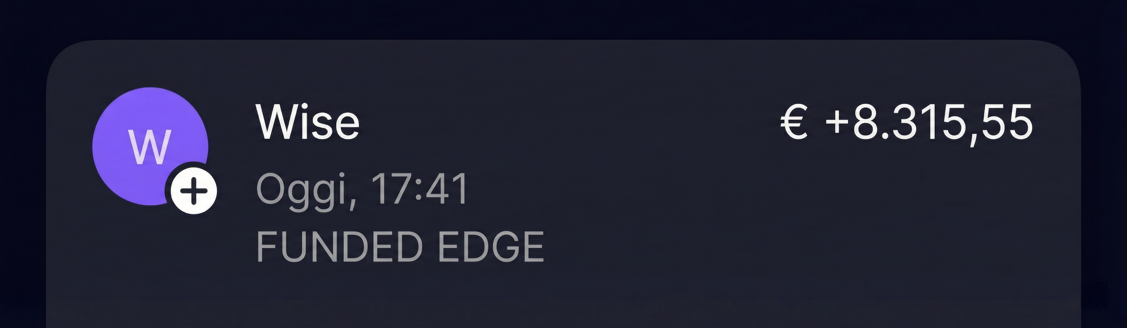 Wise payout showing €8,315.55